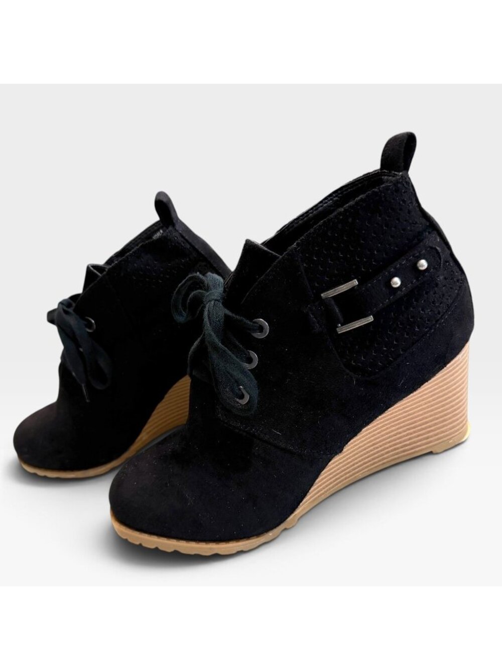 Rampage Black Wedge Ankle Boots